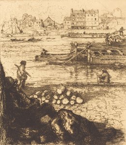 Dockman, Pier at La Gare by Auguste Lepere