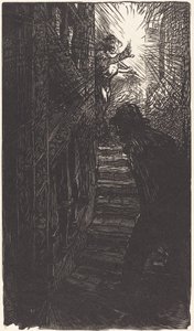 Escalier sculpte rue Boutebrie by Auguste Lepere