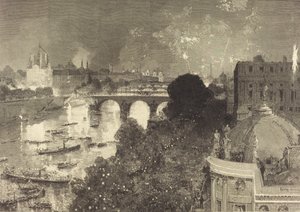 July 14th. Illumination of the Seine from Pont Neuf to Pont au Change by Auguste Lepere