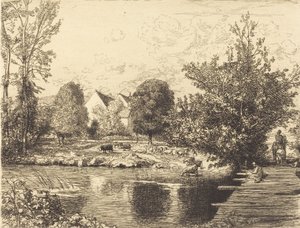 Old Foot-bridge, Banks of the Small Morin by Auguste Lepere