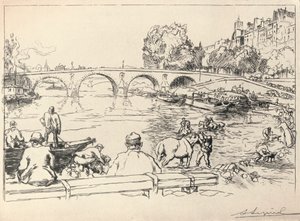 The Watering Place at the Pont Marie by Auguste Louis Lepère