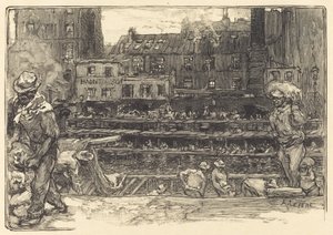 Unloading, Canal St. Martin, 1890 by Auguste Lepere