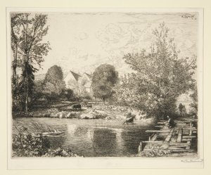 Old Foot-bridge, Banks of the Small Morin by Auguste Lepere