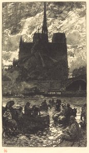 Watering-place behind Notre-Dame by Auguste Lepere