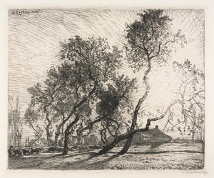 Farm with Poplar Trees of Holland by Auguste Louis Lepère