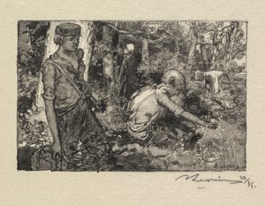 Fontainebleau Forest: Gathering Lily-of-the-Valley by Auguste Louis Lepère