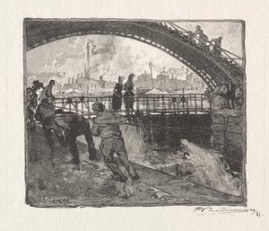 The Lock of Canal St. Martin by Auguste Louis Lepère