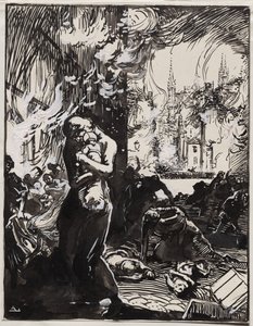 The Fire of Louvain by Auguste Louis Lepère