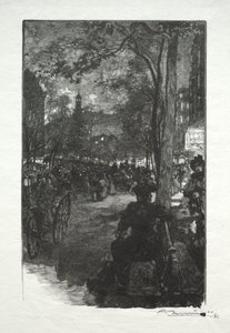 The Boulevard Montmartre, Evening by Auguste Louis Lepère