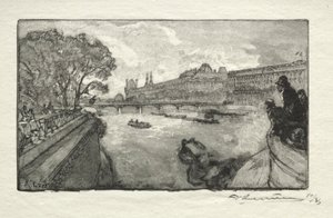 Le Louvre, vu du Pont Neuf, 1890 by Auguste Louis Lepère