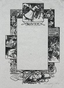 Paris Almanac, 1897: Decorative Border, Winter