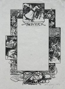 Paris Almanac, 1897: Decorative Border, Winter by Auguste Louis Lepère