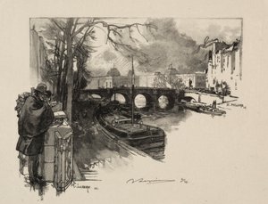 Petit Bras de Seine at Pont Neuf by Auguste Louis Lepère