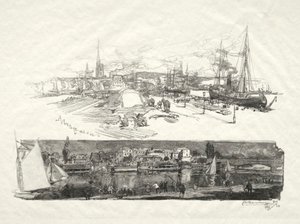 Rouen Illustrated: The New Quays-The Island La Croix by Auguste Louis Lepère
