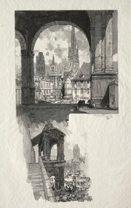 Rouen Illustrated: Place de la Haute Vieille Tour; Edicule de la Fierte by Auguste Louis Lepère