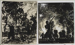 Night Scene; Patrol at the Edge of a Wood by Auguste Louis Lepère