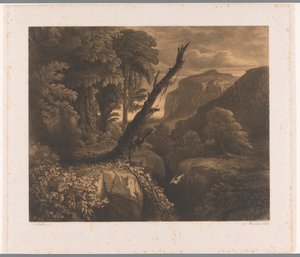 Mountain Landscape with Bird Flying Through a Ravine (series title: Ten Etchings by A. Numans)