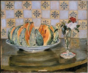Still Life with Melon and Flower Vase by Auguste Renoir