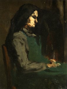 Woman with a Green Apron by Auguste Theodule Ribot