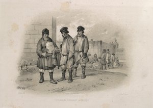 Builders Drinking Sbiten From: The Construction of the Saint Isaacs Cathedral, 1845 by Auguste de Montferrand