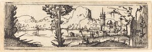 Landscape with Lake and Town by Augustin Hirschvogel