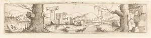 Landscape with a Brook and Ruins by Augustin Hirschvogel