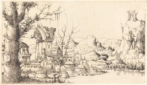 River Landscape with the Temptation of Christ by Augustin Hirschvogel