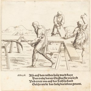 The Preparation of the Cross, 1548 by Augustin Hirschvogel