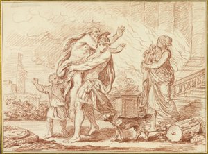 Aeneas Fleeing with Anchises from the Ruins of Troy by Augustin Pajou