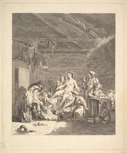 Vignette of the First Volume, Page 165: Usage des Russes après le Mariage et avant la Noce..., 1767 by Augustin de Saint Aubin