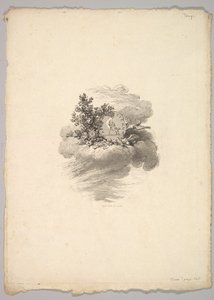Vignette with Coin on a Cloud with Roses to the Left and Doves Below and to the Right by Augustin de Saint Aubin