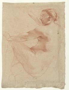 Seated Female Nude by Augustinus Terwesten (I)