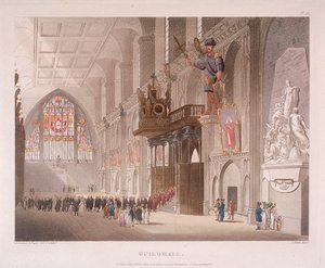 Guildhall, London by Augustus Charles Pugin, Thomas Rowlandson