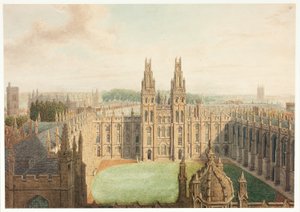 All Souls College from the Radcliffe Library by Augustus Charles Pugin