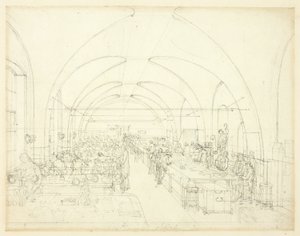 Study for Stamp Office (from Microcosm of London) by Augustus Charles Pugin