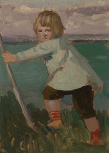 Boy on a Cliff Leaning on a Stick by Augustus John