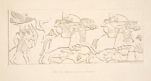 Assyrian warriors on horseback, from Monuments of Nineveh by Austen Henry Layard