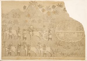 Chariot and attendants of Sennacherib and a Castle on a Mountain, from Monuments of Nineveh by Austen Henry Layard