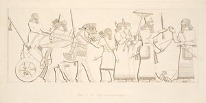 The King receiving prisoners, from Monuments of Nineveh by Austen Henry Layard