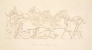 Warriors fighting in Chariots, from Monuments of Nineveh by Austen Henry Layard