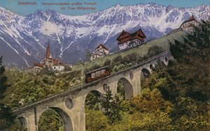Innsbruck - funicular railway and viaduct. Postcard sent in 1913