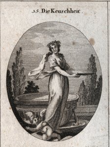 Allegory of Chastity Bearing a Cinnamon Crown, Symbol Among the Egyptians of Chastity, as Well as the Screen Filled with Water That She Holds and Which Refers to the Justification of a Vestal That Proved Her Chastity by Austrian School