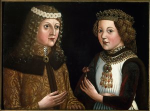 Portrait of Ladislaus Posthumous, King of Bohemia, Hungary and Croatia, with his fiancée Magdalena of Valois by Austrian School