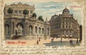 Postcard Depicting the Albrechtsbrunnen in Vienna