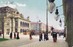 The Kaerntnerring and the Imperial and Royal Opera in Vienna, 1908 by Austrian School