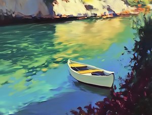 Calm Boat Reflection by Avanesova Elena