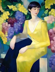 Elegant Woman with Grapes
