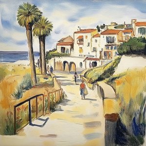 Sunny Coastal Village Stroll by Avanesova Elena