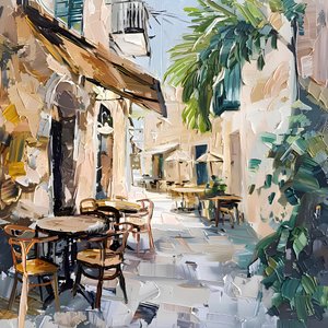 Sunny European Cafe by Avanesova Elena