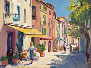 Sunny European Cafe Street